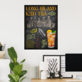 Long Island Iced Tee Rezept Chalkboard Cocktail Ar Poster (Heimbüro)