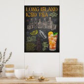 Long Island Iced Tee Rezept Chalkboard Cocktail Ar Poster (Küche)