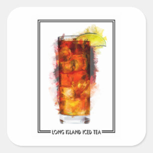 Long Island Iced Teezeremonie Sketch Quadratischer Aufkleber