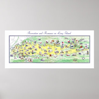 Long Island Karte: Meilen von Erholung und Romanti Poster