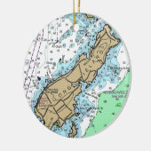 Long Island Maine Chart Keramik Ornament (Links)