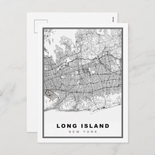Long Island Map Feiertagspostkarte (Vorne/Hinten)