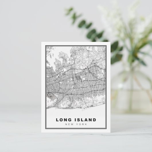 Long Island Map Postkarte (Stehend Vorderseite)