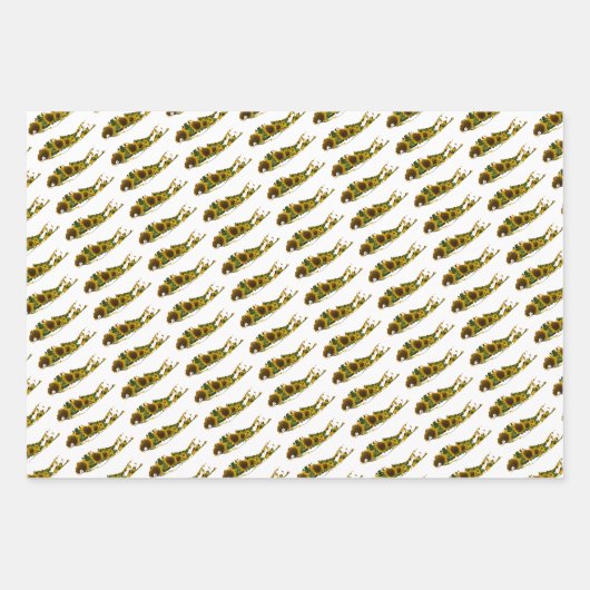 Long Island Map Sonnenblumenfeld Wrapping Paper Geschenkpapier Set (Vorderseite)