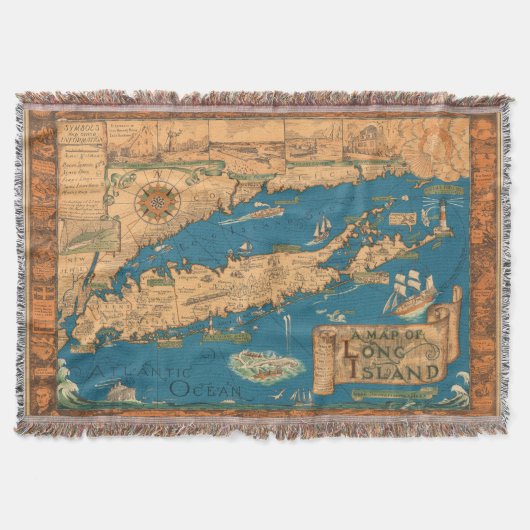 Long Island Map Throw Blanket Decke (Vorderseite)