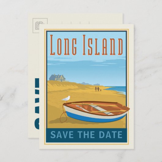 Long Island, New York | Save The Date Ankündigungspostkarte (Vorne/Hinten)
