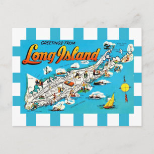 Long Island, NY gestreifte Postkarte