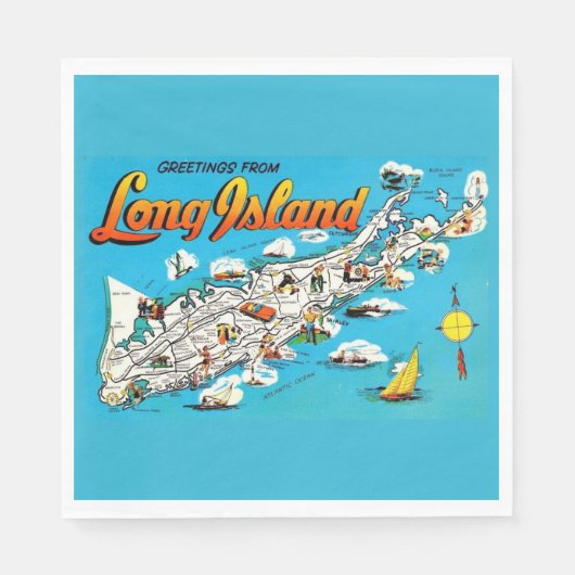 Long Island, NY Gruß Serviette (Vorderseite)