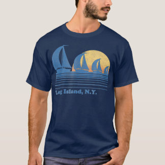 Long Island NY Segelboot Vintage 80er Sonnenunterg T-Shirt