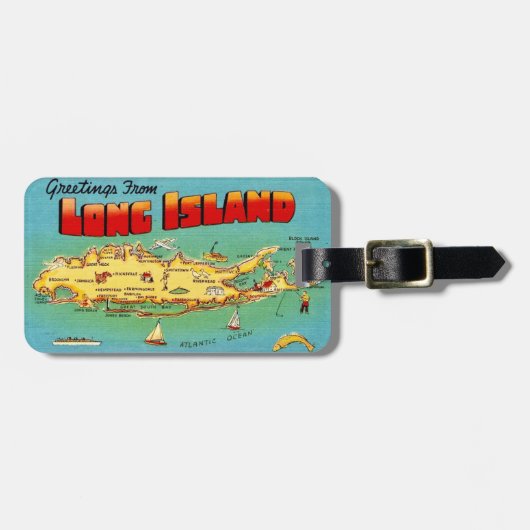 Long Island Postcard Luggage Tag Gepäckanhänger (Vorderseite horizontal)