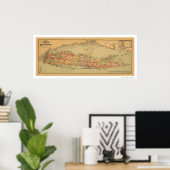 Long Island Railroad Karte 1884 Poster (Heimbüro)