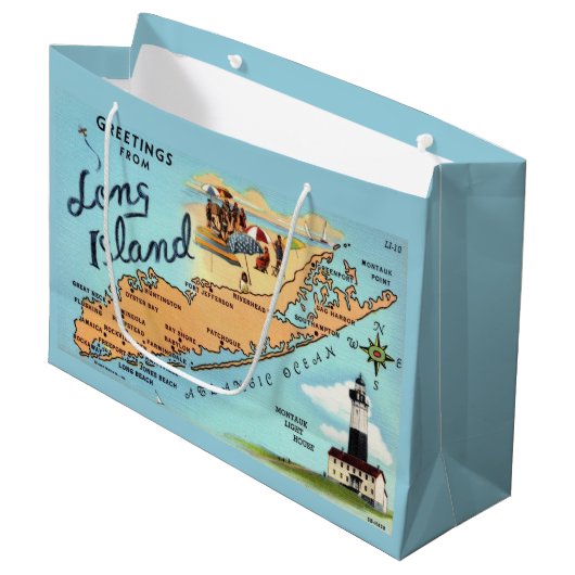 Long Island Retro große Geschenktüte (Vorderseite Schrägansicht)
