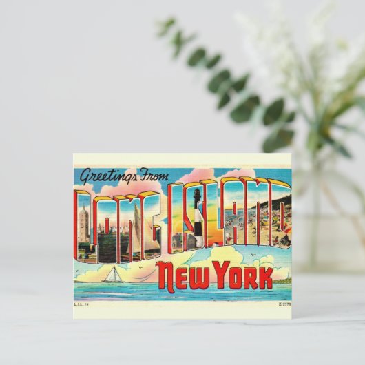 Long Island Retro Postkarte (Stehend Vorderseite)