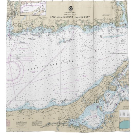 Long Island Sound Eastern Part Nautic Chart Duschvorhang (Vorderseite)