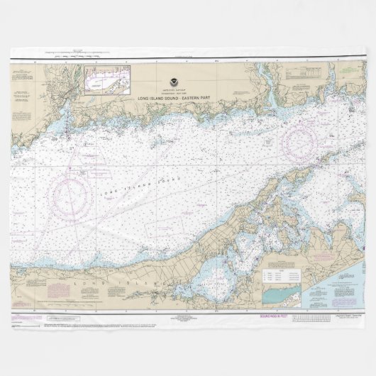 Long Island Sound Eastern Part Nautic Chart Fleecedecke (Vorderseite (Horizontal))