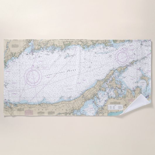 Long Island Sound Eastern Part Nautic Chart Strandtuch (Vorderseite)