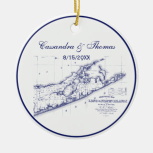 Long Island The Hamptons Karte VC Keramikornament