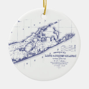 Long Island The Hamptons Karte VC Keramikornament