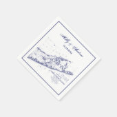 Long Island The Hamptons Map Blue Wedding F Serviette (Ecke)