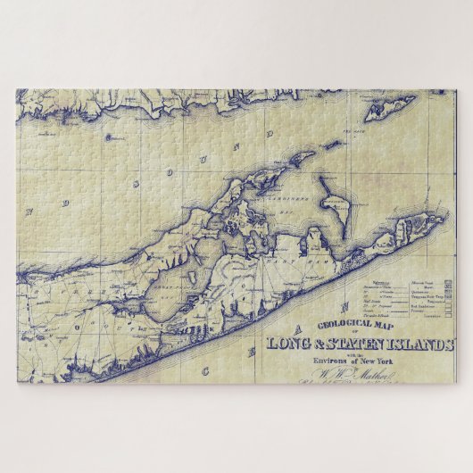 Long Island The Hamptons Map Distressed Puzzle (Horizontal)
