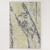 Long Island The Hamptons Map Distressed Puzzle (Vertikal)