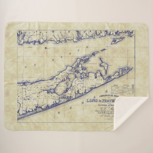 Long Island The Hamptons Map Distressed Sherpadecke (Vorderseite (Horizontal))