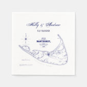 Long Island The Hamptons Map Navy Blue Wedding Serviette (Vorderseite)