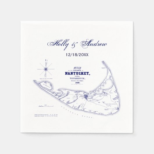 Long Island The Hamptons Map Navy Blue Wedding Serviette (Vorderseite)
