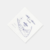 Long Island The Hamptons Map Navy Blue Wedding Serviette (Ecke)