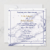 Long Island The Hamptons Map SQ Wedding Einladung (Rückseite)