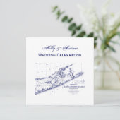 Long Island The Hamptons Map SQ Wedding Einladung (Stehend Vorderseite)