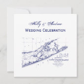 Long Island The Hamptons Map SQ Wedding Einladung (Vorderseite)