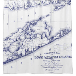 Long Island The Hamptons Map VC Duschvorhang