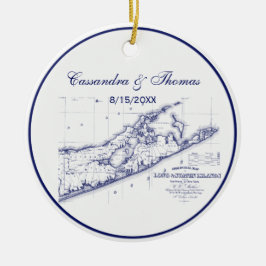 Long Island The Hamptons Map VC Keramikornament