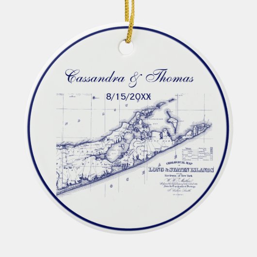 Long Island The Hamptons Map VC Keramikornament (Vorne)