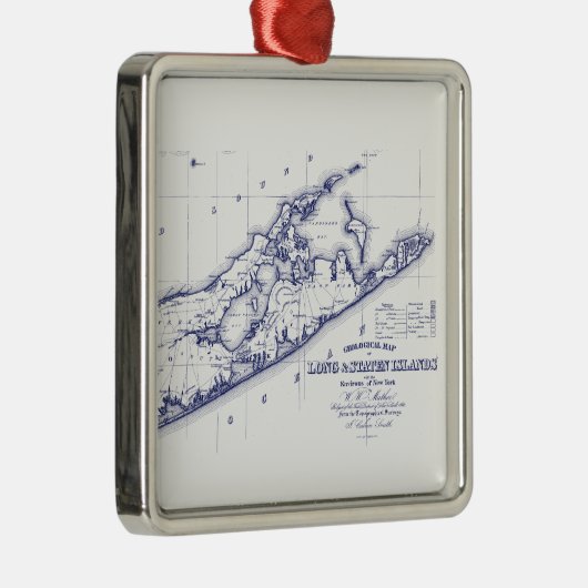 Long Island The Hamptons Map VC Ornament Aus Metall (Rechts)
