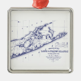 Long Island The Hamptons Map VC Ornament Aus Metall
