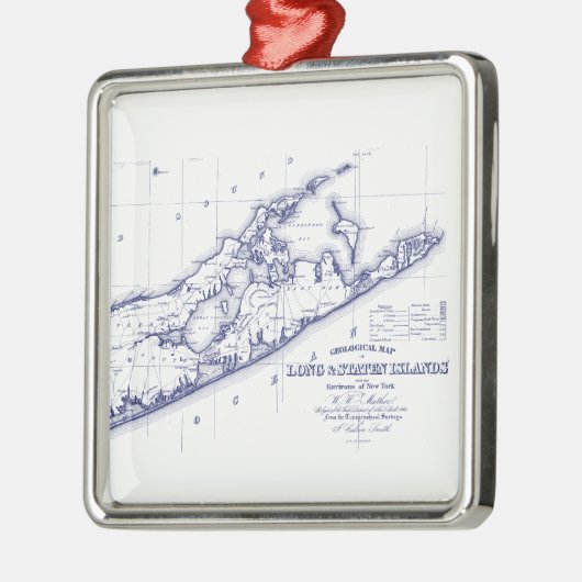 Long Island The Hamptons Map VC Ornament Aus Metall (Links)