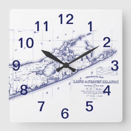 Long Island The Hamptons Map VC Quadratische Wanduhr (Vorderseite)