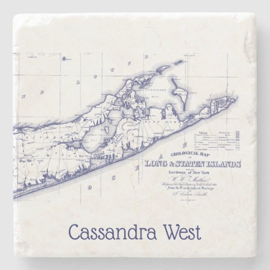 Long Island The Hamptons Map VC Steinuntersetzer (Vorderseite)