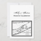 Long Island The Hamptons Map VC Wedding Black Einladung (Vorderseite)