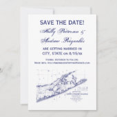 Long Island The Hamptons Map VC Wedding Einladung (Vorderseite)
