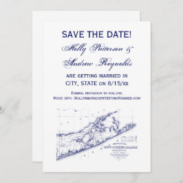 Long Island The Hamptons Map VC Wedding Einladung