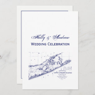 Long Island The Hamptons Map VC Wedding Einladung