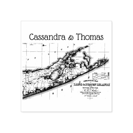 Long Island The Hamptons Map Wedelname Gummistempel (Prägung)