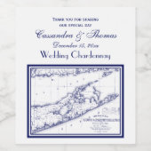 Long Island The Hamptons Map Weinetikett (Einzelnes Label)