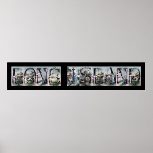 LONG ISLAND Vintag Alphabet Letter Name Art Poster