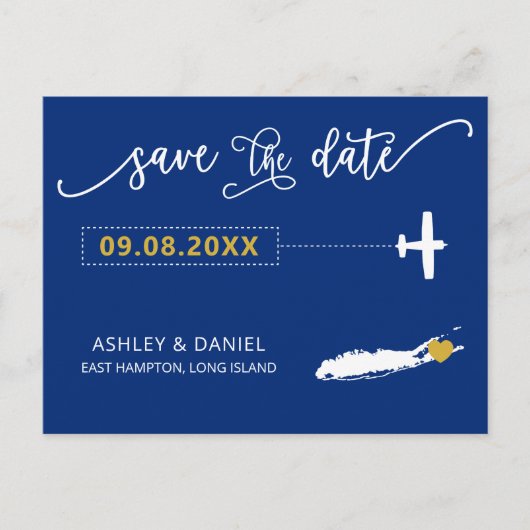 Long Island Wedding Save the Date Map Postcard Postkarte (Vorderseite)