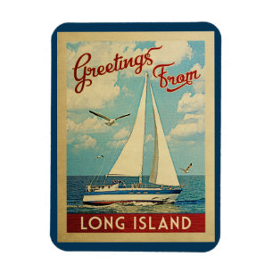 Long- Islandsegelboot-Vintage Reise New York Magnet