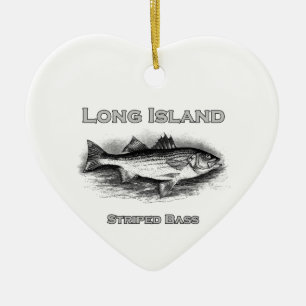 Long- IslandVintages gestreifter Bass-Logo Keramikornament